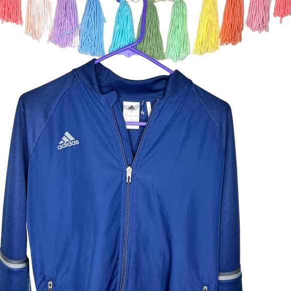 Adidas Navy Blue and Gray Grey Full Zip Up Long Sleeve Sporty Jacket Size Large - Picture 15 of 15